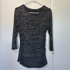 The Limited Jersey Knit Ruched Sides Top Black White Gray Space Dye Small
